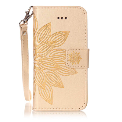 

Golden Flower Design PU Leather Flip Cover Wallet Card Holder Case for IPHONE 7PLUS