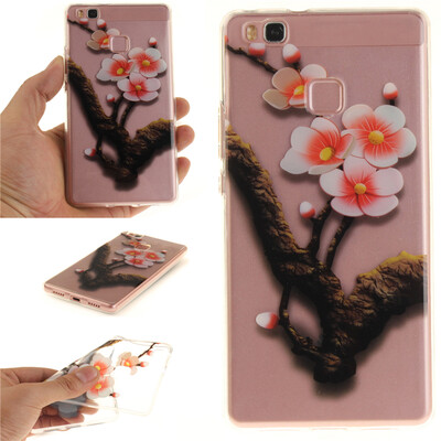 

Four plum blossoms Pattern Soft Thin TPU Rubber Silicone Gel Case Cover for HUAWEI P9 LITE