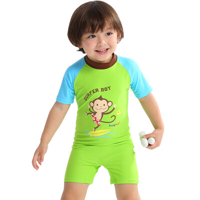 

Hugmii children swimsuit boys and girls sunscreen quick-connect swimwear ZKTETD02 monkey 130 yards
