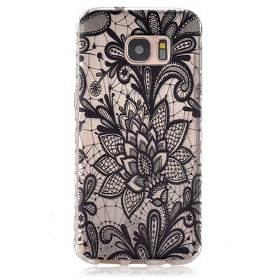 

Black Rose Pattern Мягкий тонкий ТПУ Резиновая крышка силиконовый гель чехол для SAMSUNG GALAXY S7 Edge