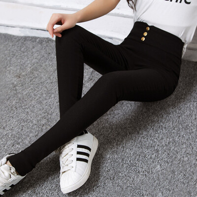

VIVAHEART Tighten solid color outside the thin section of the high waist stretch large yards nine points under the foot pencil pants casual pants VWLEKX1606 black S