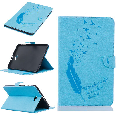 

Light blue feathers Style Embossing Classic Flip Cover with Stand Function and Credit Card Slot for SAMSUNG GALAXY Tab A 10.1 T580N