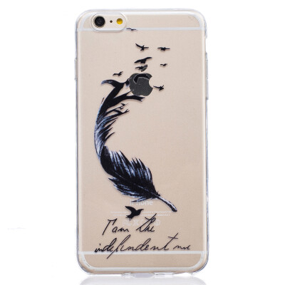 

Black feathers Pattern Soft Thin TPU Rubber Silicone Gel Case Cover for IPHONE 6/6S