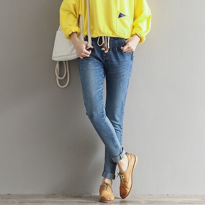 

CITYPLUS Senate Loose Waistband Casual Art Harlan Foot Jeans Women CWKN16Q459 Light Blue 27