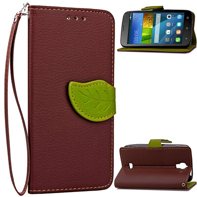 

Brown Design PU Leather Flip Cover Wallet Card Holder Case for Huawei Ascend Y336