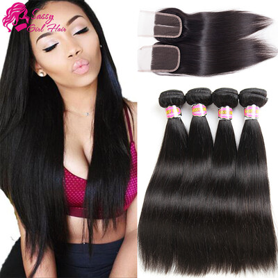 

7a Malaysian Straight Hair With Closure 34 Bundles Peerless Virgin Hair With Closure Human Hair Straight Weave With Closure