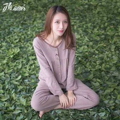 

Top melon papaya pajamas female lovely round neck long sleeve home service suit 2017 autumn new t80189 brown 165