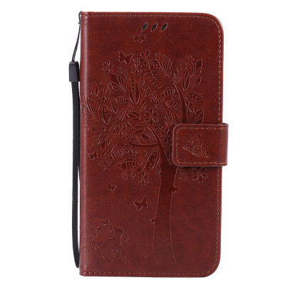 

Brown Tree Design PU Leather Flip Cover Wallet Card Holder Case for SAMSUNG J7