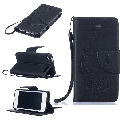 

Black Feathers and birds Style Embossing Classic Flip Cover with Stand Function and Credit Card Slot for IPHONE Touch 5/6