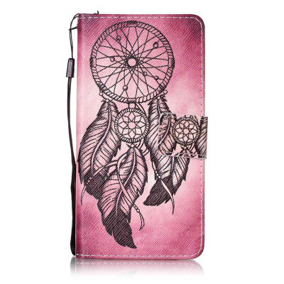 

Maroon Wind Chimes Design PU Leather Flip Cover Wallet Card Holder Case for Huawei Honor 7