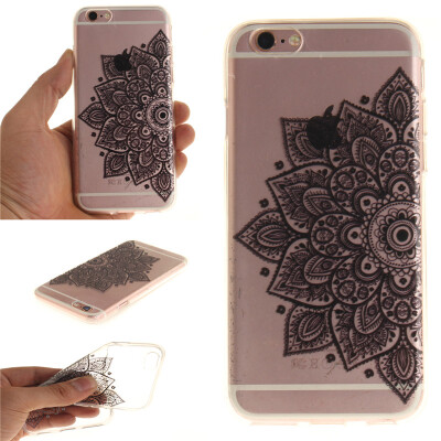 

Black half flower Pattern Soft Thin TPU Rubber Silicone Gel Case Cover for IPHONE 6/6S