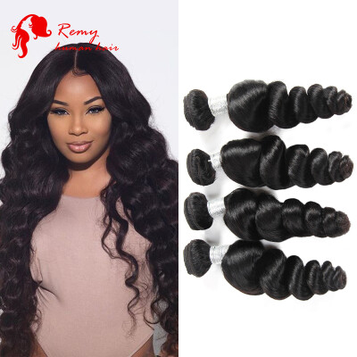 

Human Hair Brazilian Loose Wave Virgin Hair 4 Bundles 7A Raw Unprocessed Brazilian Virgin Hair Loose Body Wave More Wavy