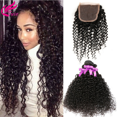 

9a Kinky Curly Virgin Hair With Closure Unprocessed Remy Malaysian Virgin Hair With Closure 3 Bundles Curly Hair With Closure