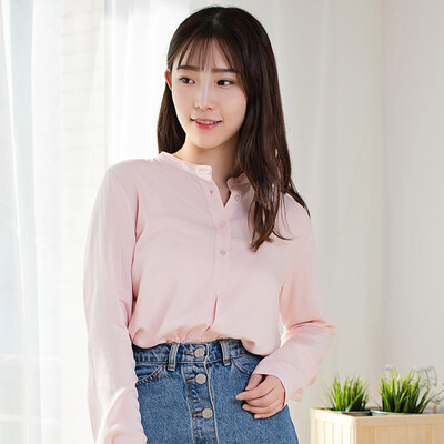 

intercrew Korea 2017 spring new shirt female long sleeve loose type collar collar head women IS7S51 light pink 100