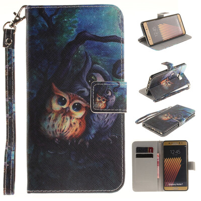 

Oil painting owl Design PU Leather Flip Cover Wallet Card Holder Case for SAMSUNG GALAXY NOTE 7