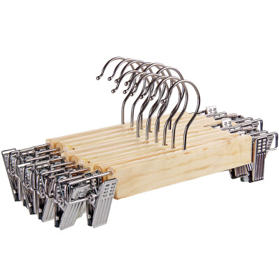 

Additives hangers solid wood pants clip stainless steel lotus pants skirt clip high manganese steel slip chuck wooden pants rack wide shoulder seamless drying racks 12 Pack JX-0582