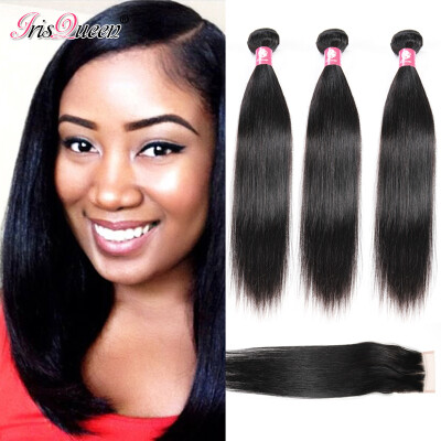 

8A Malaysian Virgin Hair Straight With Closure Human Hair Bundles With Lace Closures Irisqueen Hair Products With Closure Bundle