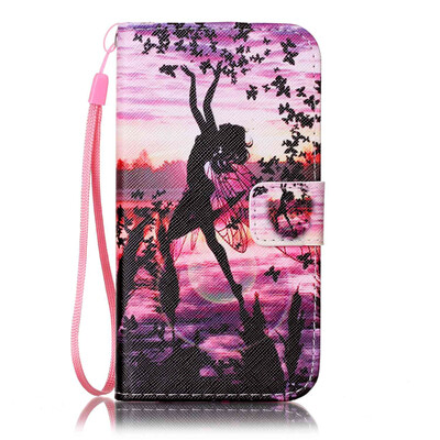 

Butterfly Girl Design PU Leather Flip Cover Wallet Card Holder Case for SAMSUNG J5