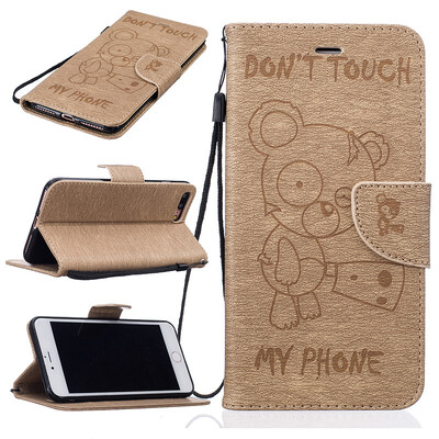 

Gold Bear Style Embossing Classic Flip Cover with Stand Function and Credit Card Slot for IPHONE 7 PLUS