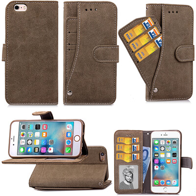 

Gray Design PU Leather Flip Cover Wallet Card Holder Case for IPHONE 6 Plus /6S Plus