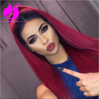 

Amethyst 2017 Popular 1b/99J Ombre Color Full Lace Wigs Top 10A Grade Virgin Brazilian Human Hair Full Lace Wig