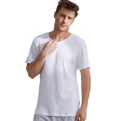 

Qi Rui обслуживание на дому людей с короткими рукавами Пижама Ци-жуй дышащий хлопок футболки White M, грунтовке QW53548