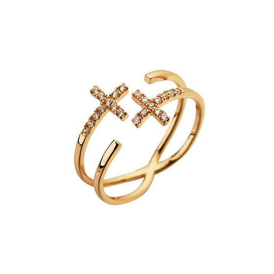 

Yoursfs® Graceful Cubic Zirconia Double Cross Adjustable Ring 18k Rose Gold Plated Party Favors