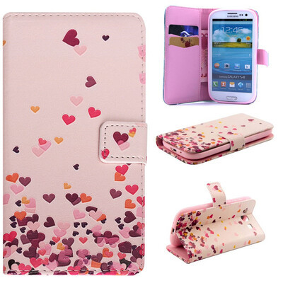 

Pink Heart Design PU Leather Flip Cover Wallet Card Holder Case for SAMSUNG Galaxy S3 i9300