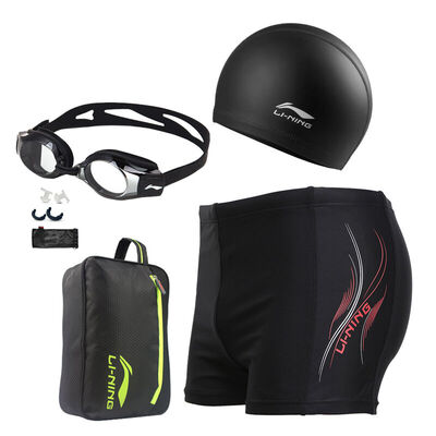 

Li Ning LI-NING swimming trunks goggles swimming caps admission package suit fashion atmospheric swimming equipment LSJK333 black L myopia 200 degrees