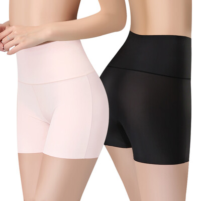 

The United States&Ya Ting 2 high waist ice silk safety pants ladies underwear a seamless cotton crotch underwear female pink black XXL code