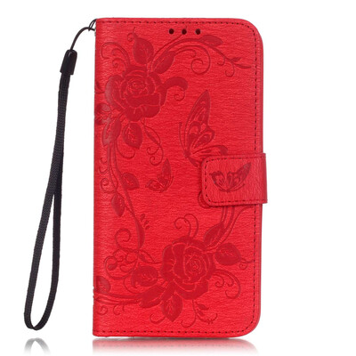 

Red Butterfly Style PU Leather Flip Cover Wallet Card Holder Case for LG G5