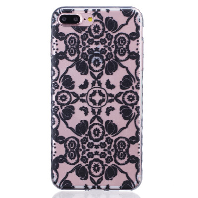 

Black flowers Pattern Soft Thin TPU Rubber Silicone Gel Case Cover for IPHONE 7 Plus