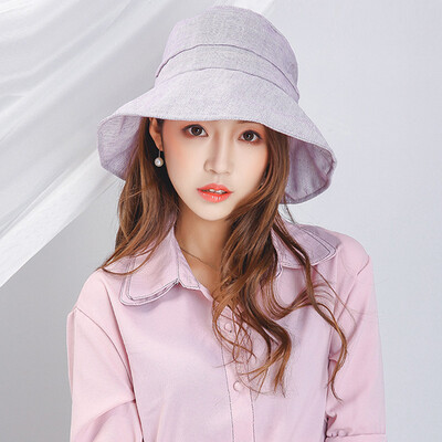 

MSEK WMZ170769 hat female Korean version of the big cloth along the sunset hat sun hat beach hat to send wind rope light purple