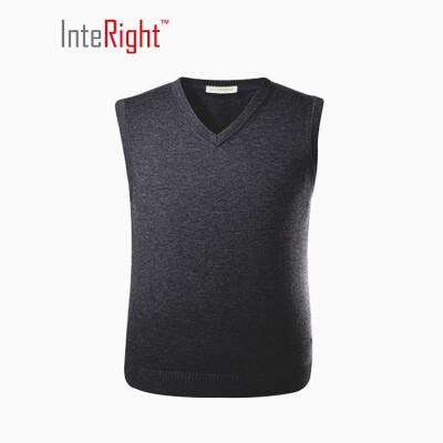 

INTERIGHT Full Wool Men Business Hair Vest Gray