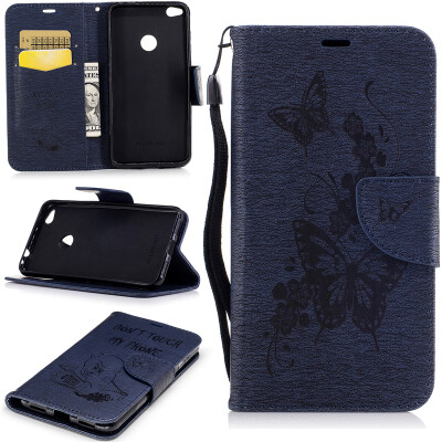 

Deep Blue Bear Style Embossing Classic Flip Cover with Stand Function and Credit Card Slot for HUAWEI Nova Lite/P8 Lite 2017