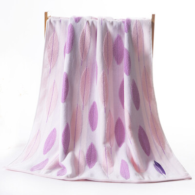 

Gold towel home textile cotton twist jacquard towel fresh leaves a single install purple 373g 140 73cm