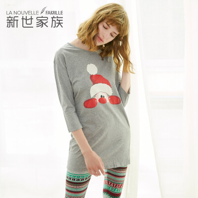 

[Jingdong supermarket] Miyake family pajamas women's cotton suit 2017 new cartoon cute long sleeve can be outside the home service XB57034 flower gray XXL