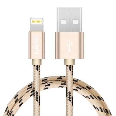 

Capshi Apple, 6 / 5S / 7 линий передачи данных один метр оплетке черного золота мобильный телефон зарядное устройство провод шнура питания Поддержка iPhone5 / 6s / 7P / SE / Ipad воздуха мини