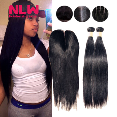 

4" x 4" 8A grade Brazilian Virgin human Hair Top Lace closure With 4 pcs unprocessed Silky Straight black Hair Bundles weft