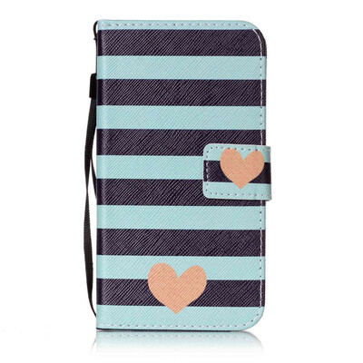 

Blue Stripes Design PU Leather Flip Cover Wallet Card Holder Case for LG K10