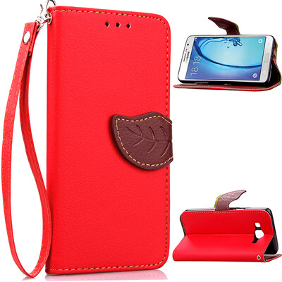 

Red Design PU Leather Flip Cover Wallet Card Holder Case for Samsung Galaxy On7G6000