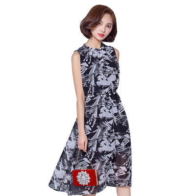 

Артур магия одежды женщин шифон юбка листьев лотоса воротник ситцевое платье S6020 S код черный