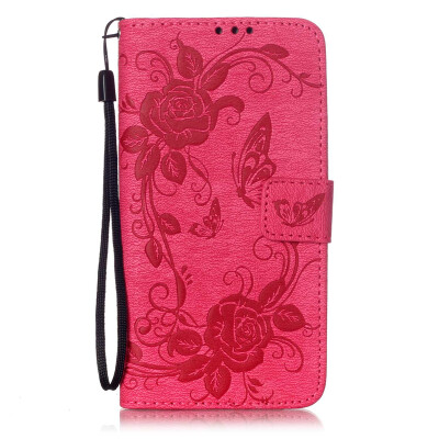 

Rose Butterfly Style PU Leather Flip Cover Wallet Card Holder Case for SAMSUNG J510