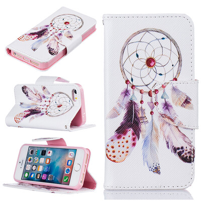 

Feather wind chimes Design PU Leather Flip Cover Wallet Card Holder Case for IPHONE 55S5SE