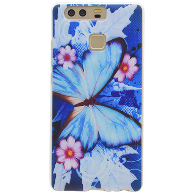 

Blue butterfly Pattern Soft Thin TPU Rubber Silicone Gel Case Cover for HUAWEI P9