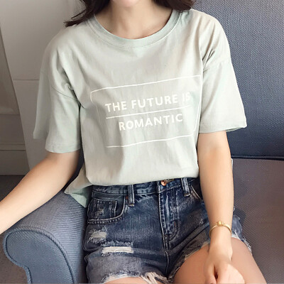 

VIVAHEART Korean Slim Shirt Collar Shirt Short Sleeve T-Shirt Letter Print VWTD173133 Light Green