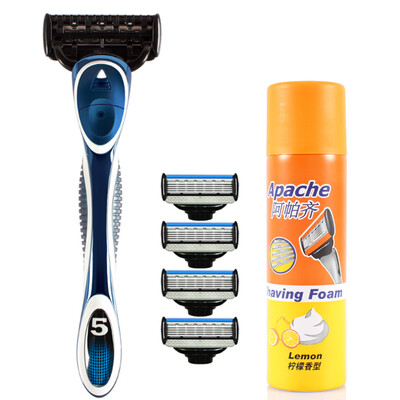 

Apache apache A385 1 turret 5 knife shaving foam star blue 5 1 layer razor combo