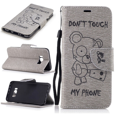 

Gray Bear Style Embossing Classic Flip Cover with Stand Function and Credit Card Slot for SAMSUNG Galaxy S8