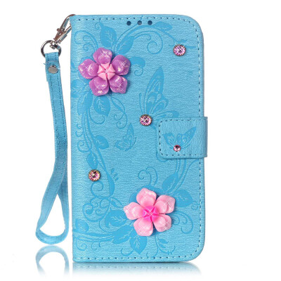 

Blue Butterfly Design PU Leather Flip Cover Wallet Card Holder Case for LG G5