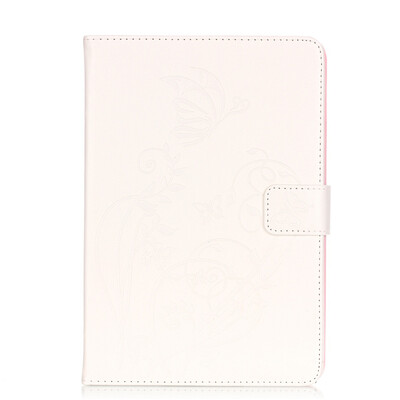 

White Flower Design PU Leather Flip Cover Wallet Card Holder Case for IPAD 234